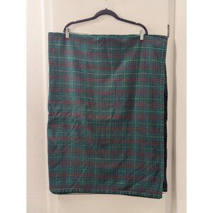 Vintage Green & Red Plaid Tablecloth With Gold Lurex Accents 99% Cotton 1% Lurex